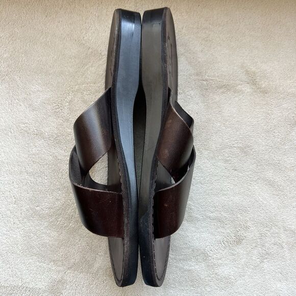 Jerusalem Elan Dark Brown Stiff Leather Slide Sandal Men EU 47 US 13.5-14 - Picture 6 of 14